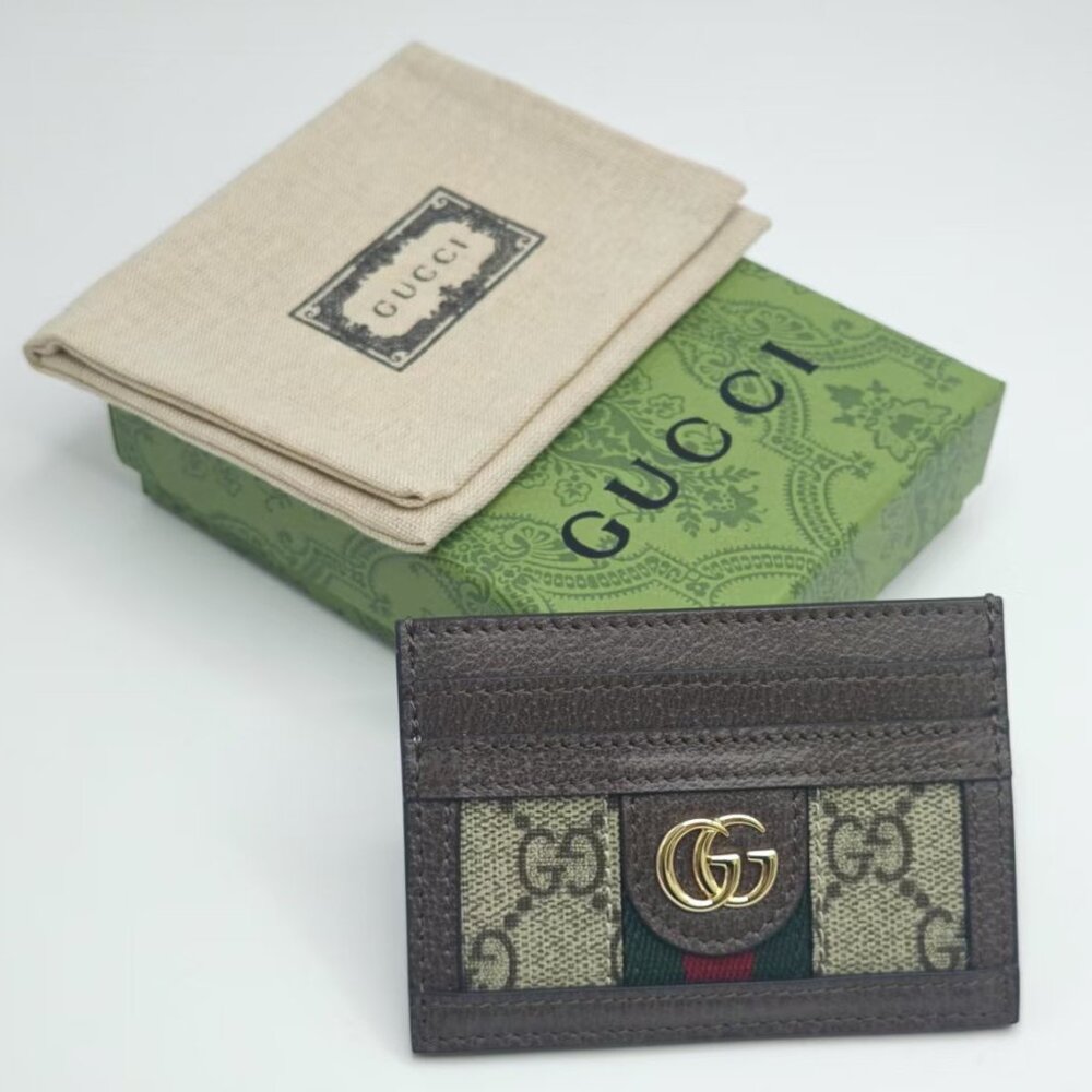 Gucci GG Canvas Card Organizer with Web Stripe